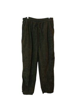 Kaktus Olive Green Print Lounge Pants XL 100% Polyester Velour Pockets #I-5